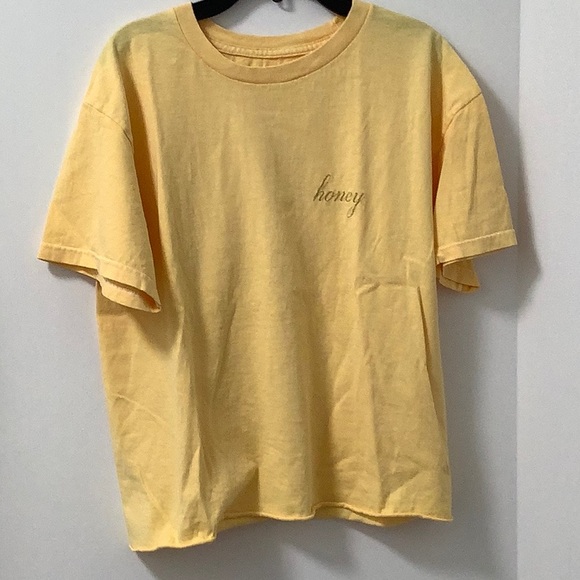 J. Galt honey embroidered cropped tee shirt with raw hem - Picture 2 of 7